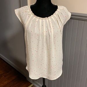 LC Lauren Conrad Polka Dot Pleated Neck Blouse